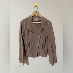 Women’s Medium Marrakech Light Brown Latte Cotton Blend Mollie Moto Jacket